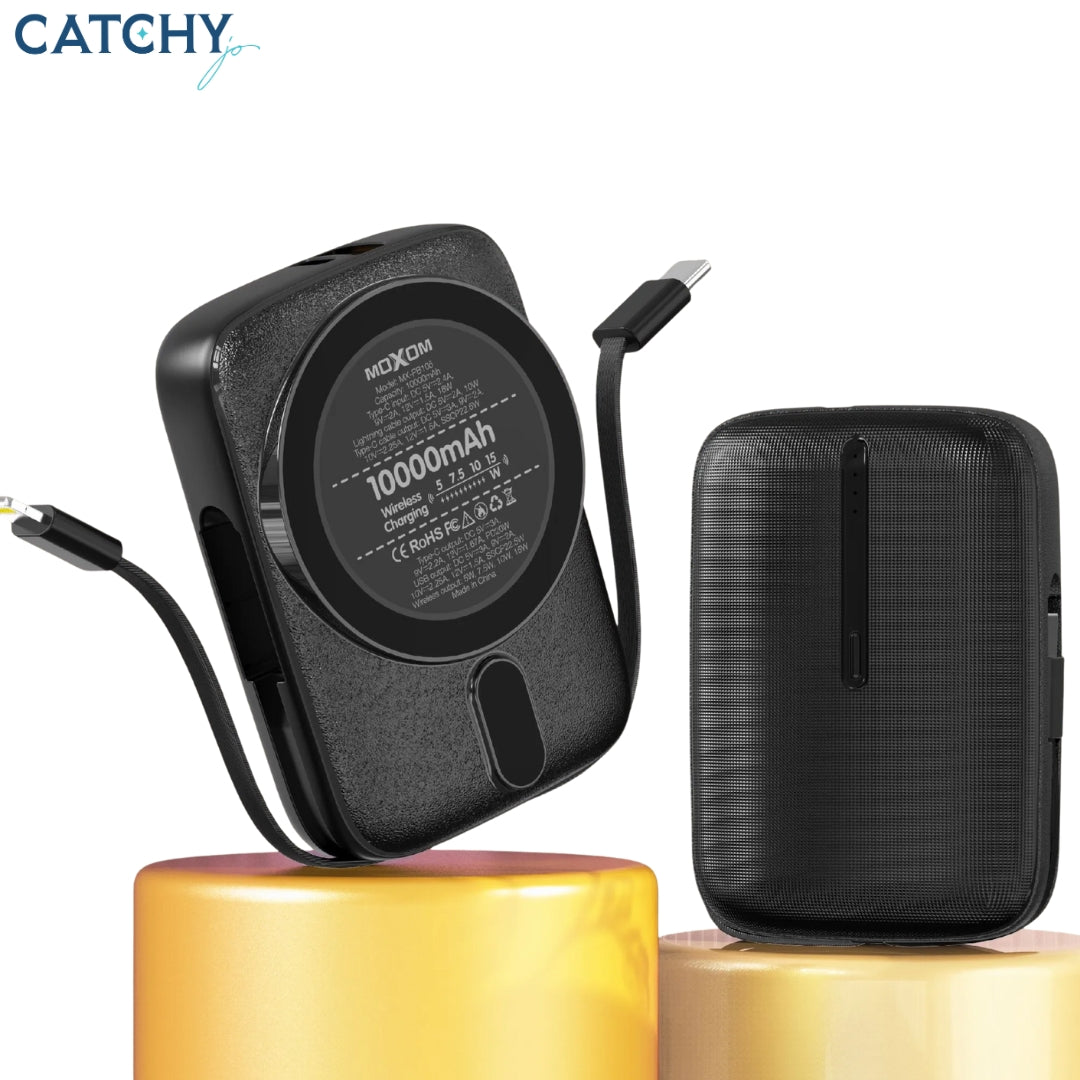 Moxom MX-PB105 Magnetic Wireless Power Bank With Built-In Cable (10000mAh)
