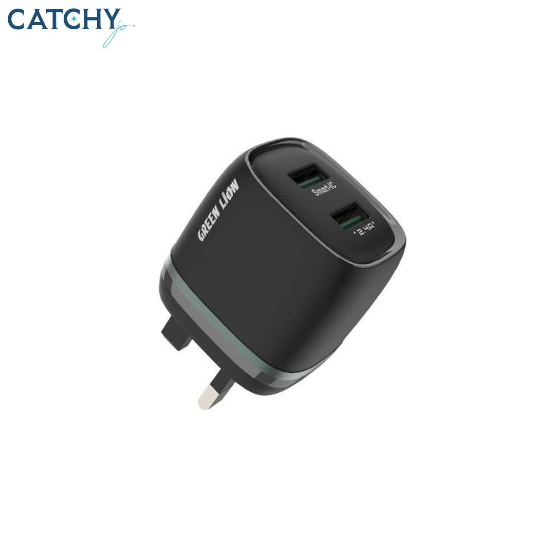 Green Lion Dual USB Wall Charger With USB-A To USB-C Cable (12W)
