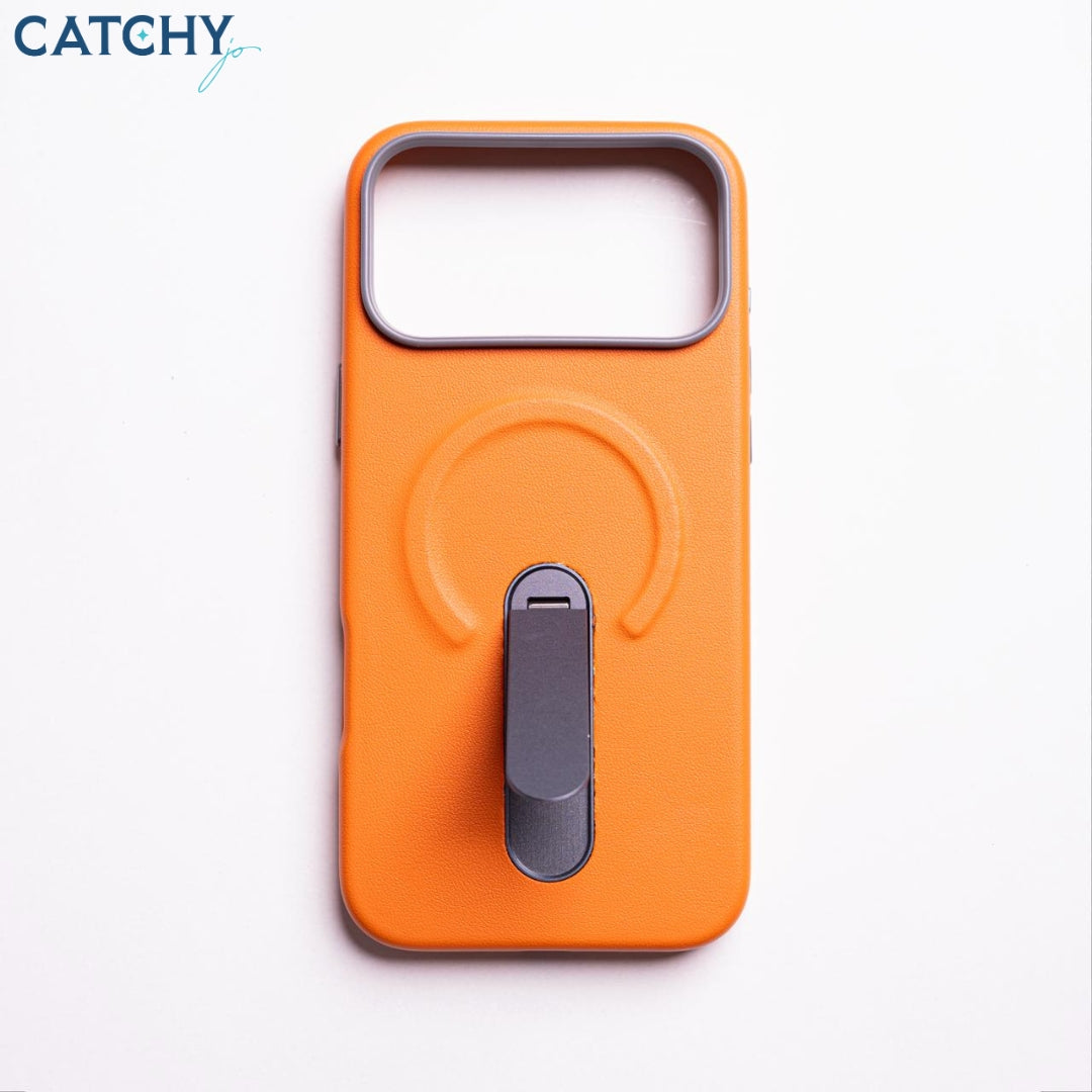 iPhone Leather MagSafe Case With Metal KickStand