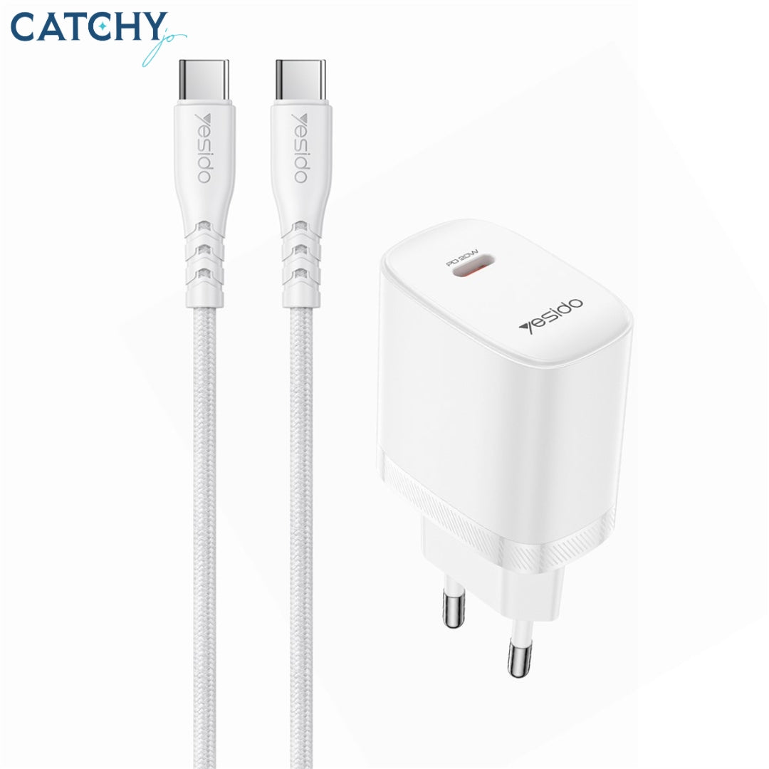 YESIDO YC105 Fast Charging Adapter Wall Charger With Type-C Cable (20W)