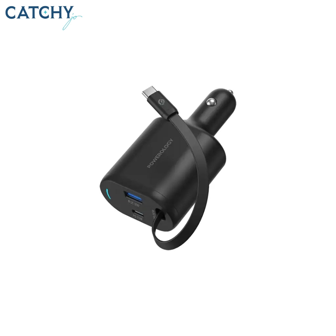 Powerology Type-C Retractable Car Charger (65W)