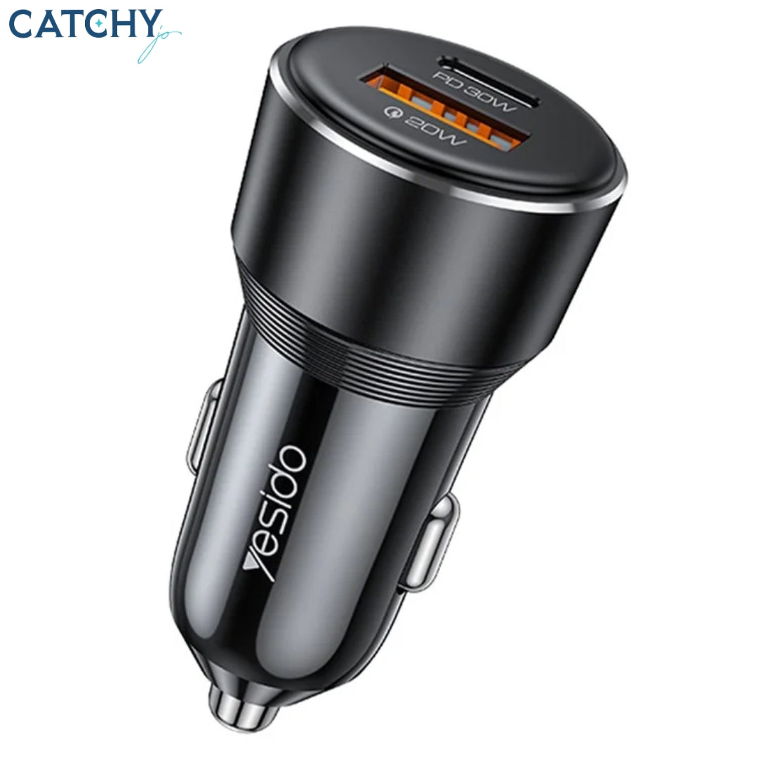 YESIDO Y64 USB+Type-C Dual Port Fast Car Charger (50W)