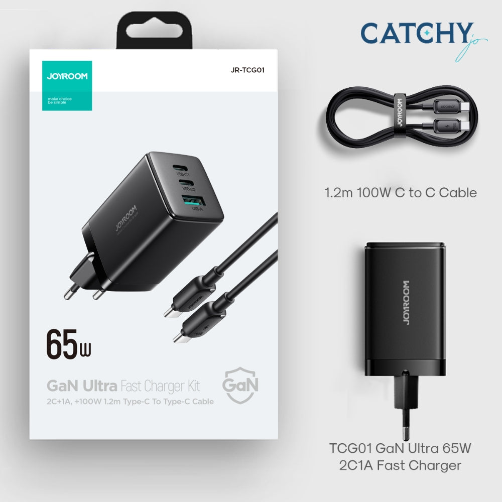 JOYROOM GaN Ultra TCG01 65W Fast Charger+100W C to C Cable 1.2m