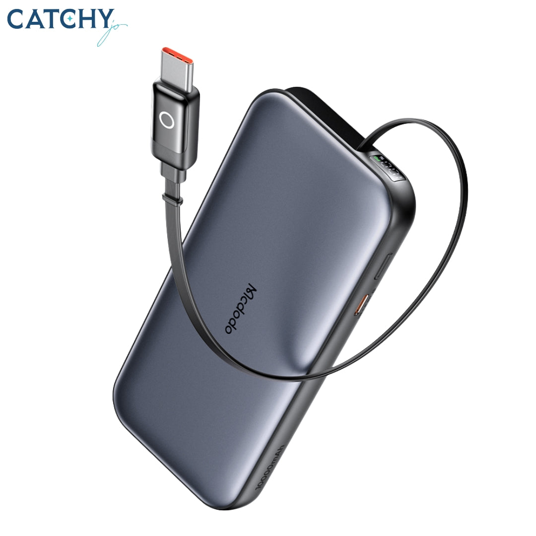 MCDODO LED Display Power Bank With Retractable USB-C Cable (10000mAh)
