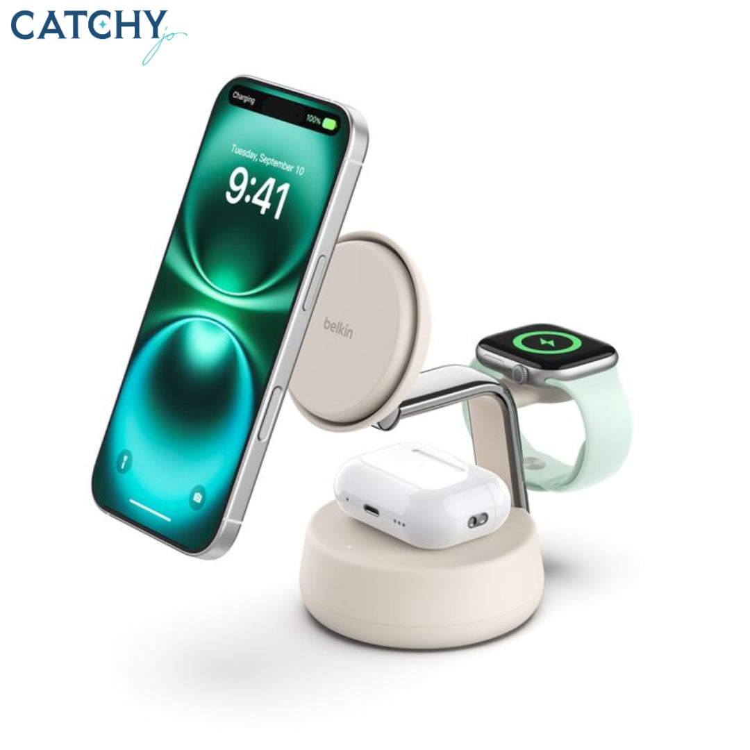 BELKIN UltraCharge Pro 3-in-1 Magnetic Charging Dock With Qi2 (25W)
