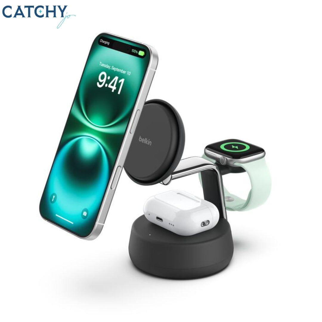 BELKIN 3-in-1 Magnetic Charging Dock With Qi2 (25W)