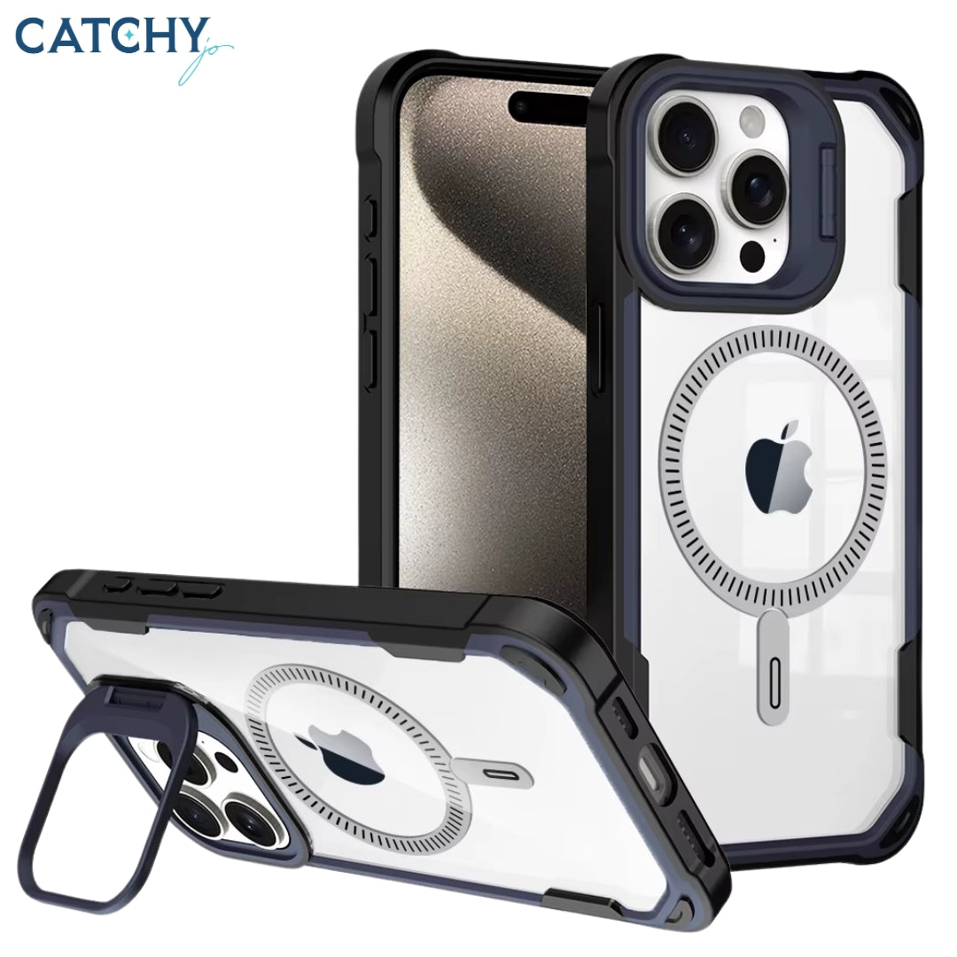 Clear Magnetic iPhone Shockproof Lens Stand Case