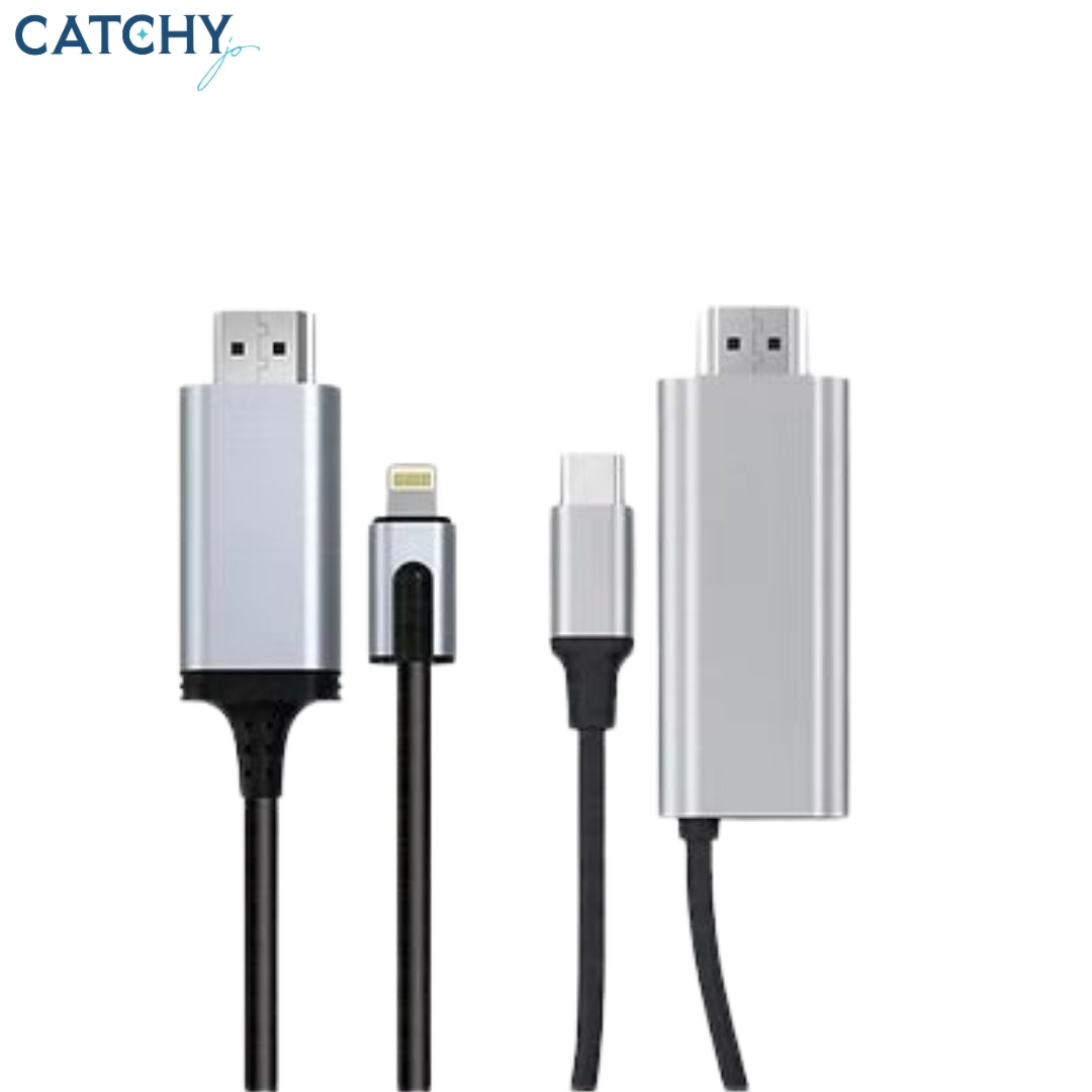 Coteci HDMI To USB-C & Lightning Cable (1.8M)