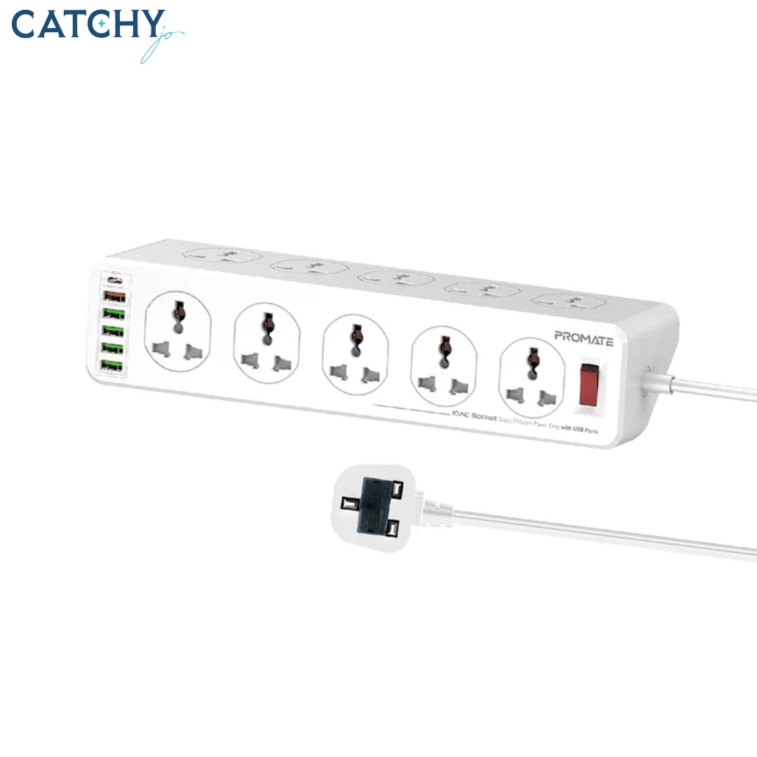 PROMATE PowerMatrix-5M 10AC Socket Power Strip With USB Ports (UK)