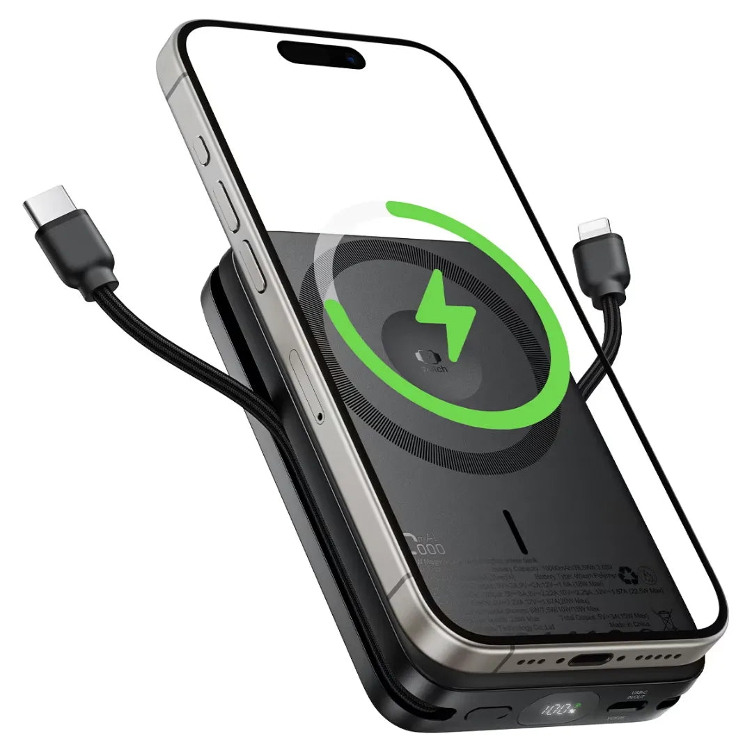 ACEFAST M47 Magnetic Backup Battery With Built-in Cables & Stand (10000mAh)