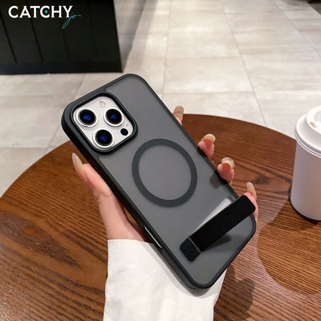 Magnetic Stand Grip Frosted Wireless Charge Case