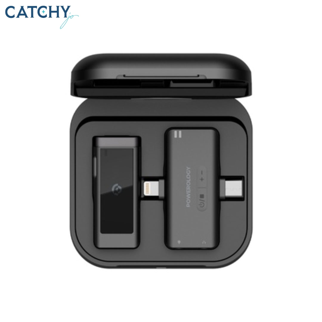 Powerology MFI Dual Connector Wireless Lavalier Microphone x1 Mic (1000mAh)