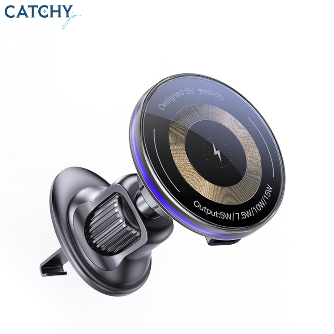 YESIDO C308 Wireless Charger Car Holder With LED Light