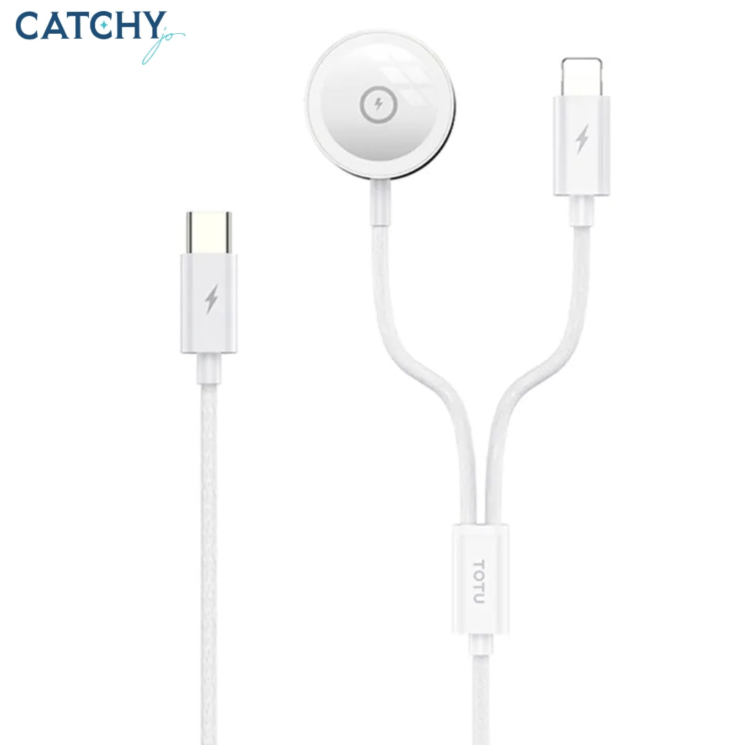 TOTU CACW-074 2 in 1 USB-C + 8 Pin Watch Braided Wire Magnetic Charger