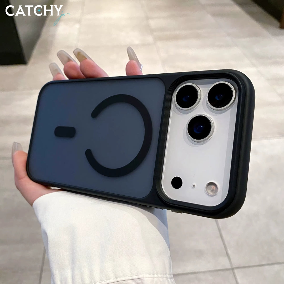 Metal Button Matte PC Hard Magnetic iPhone Case