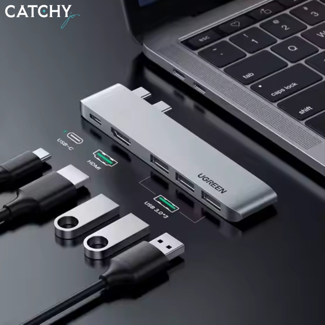 UGREEN محول 5 في 2 Type-C إلى 4K-HDMI مع 3 منافذ Thunderbolt (100W)
