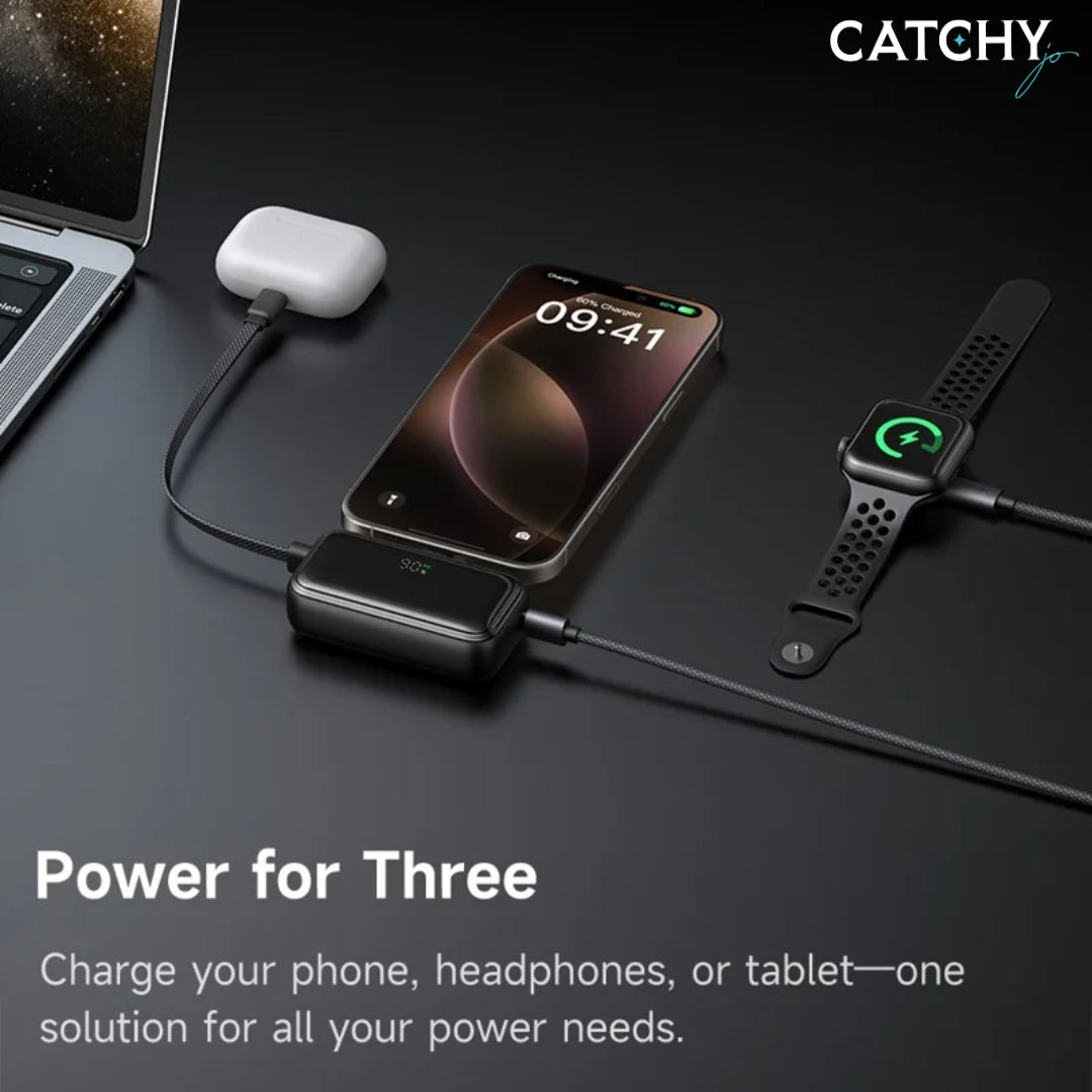 MCDODO FreeKit باور بانك جيبي بكابل مدمج USB-C وموصل Lightning (5000mAh)