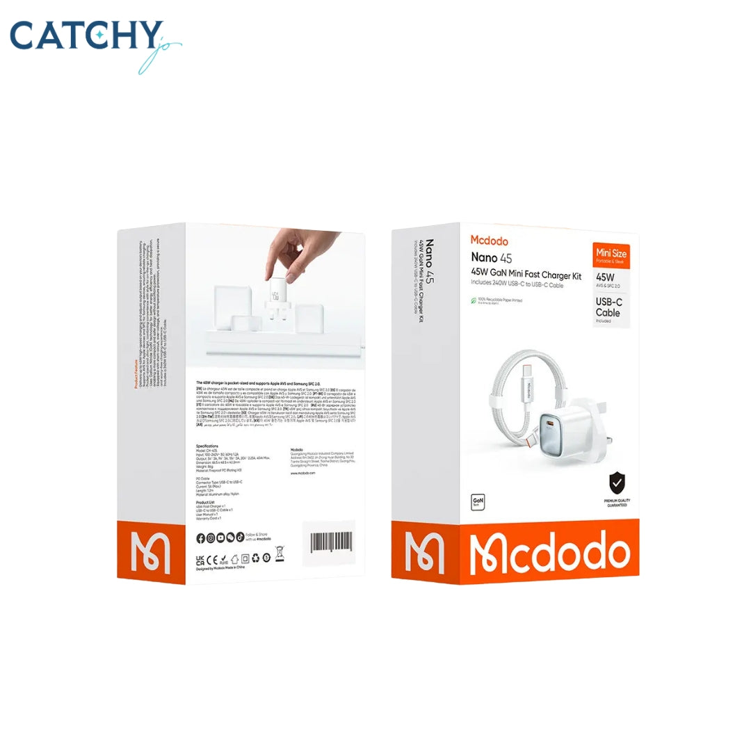 MCDODO CH-435 Nano GAN Mini Fast Charger Kit (45W)