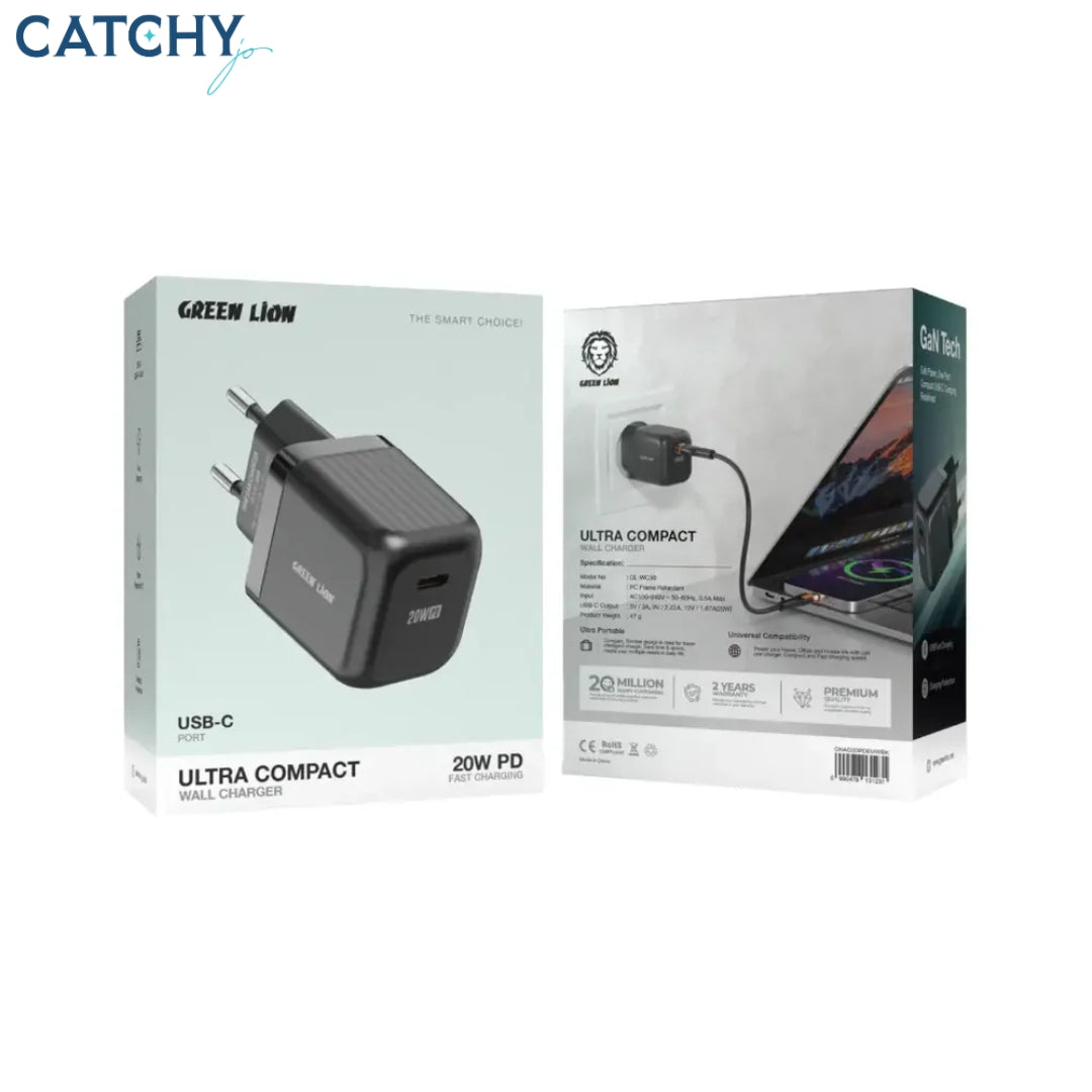 Green Lion Ultra Compact GaN Wall Charger EU Pin A+C (20W)