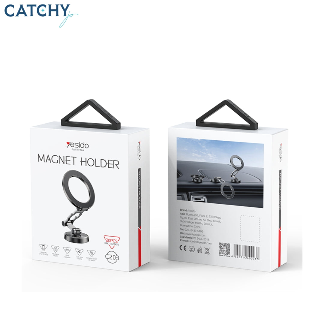 YESIDO C203 360 Rotation Zinc Alloy Super Adsorption Magnetic Car Phone Holder