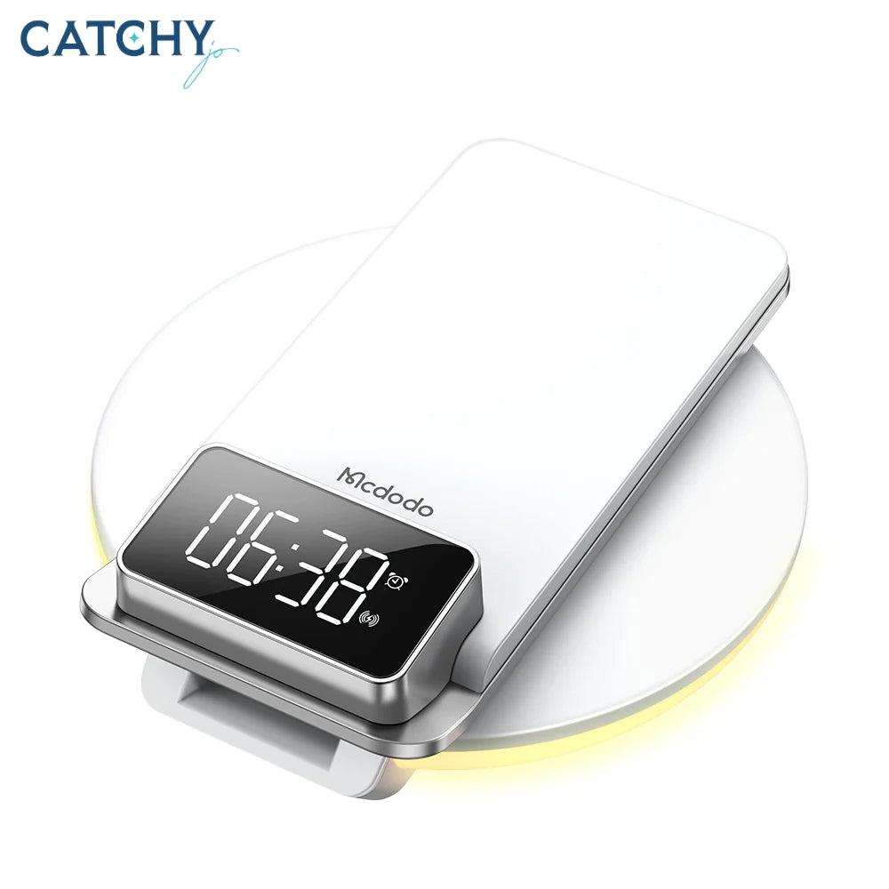 MCDODO CH-1610 4 in 1 Desktop Wireless Charger with Alarm & Night Lamp