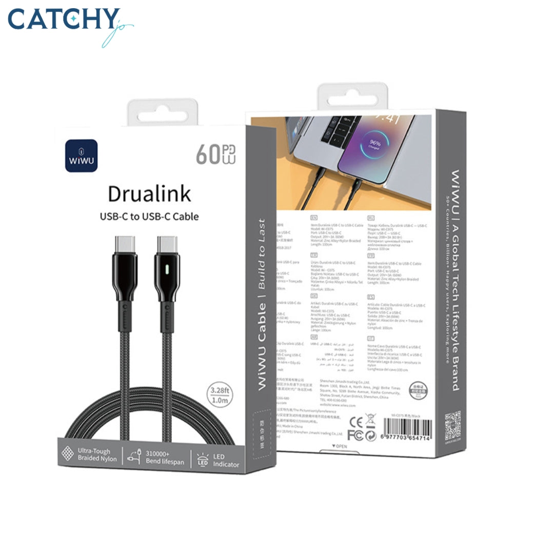 WiWU Wi-C075 Type-C To Type-C Fast Charging Cable (60W)