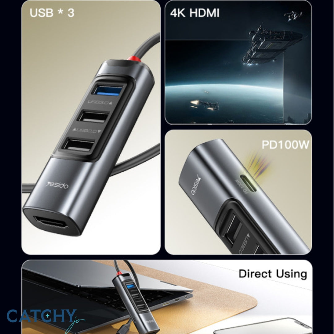 YESIDO HB22 5 IN 1 USB-C Hub Adapter