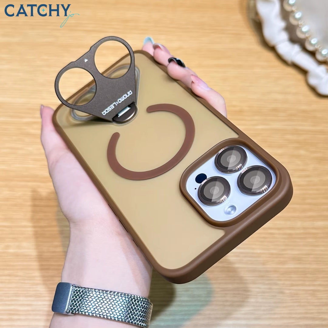 iPhone Creative Rotating Ring Folding Bracket Magnetic Case