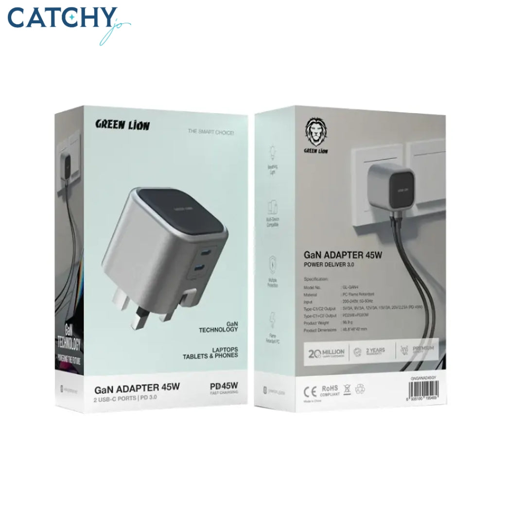 Green Lion GaN 2 USB-C Ports Adapter (45W)