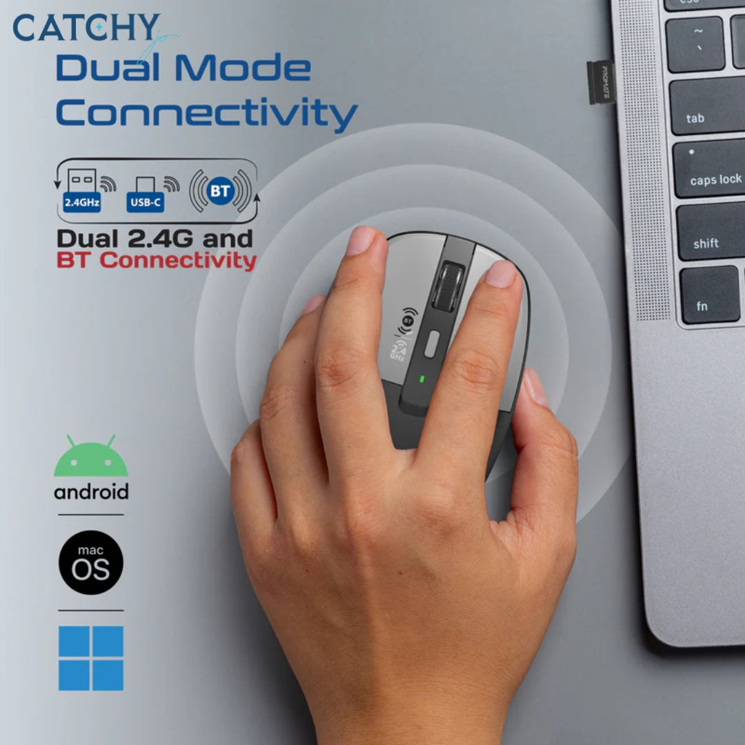 PROMATE Flixi Dual Mode Wireless Mouse With Rechargeable Battery