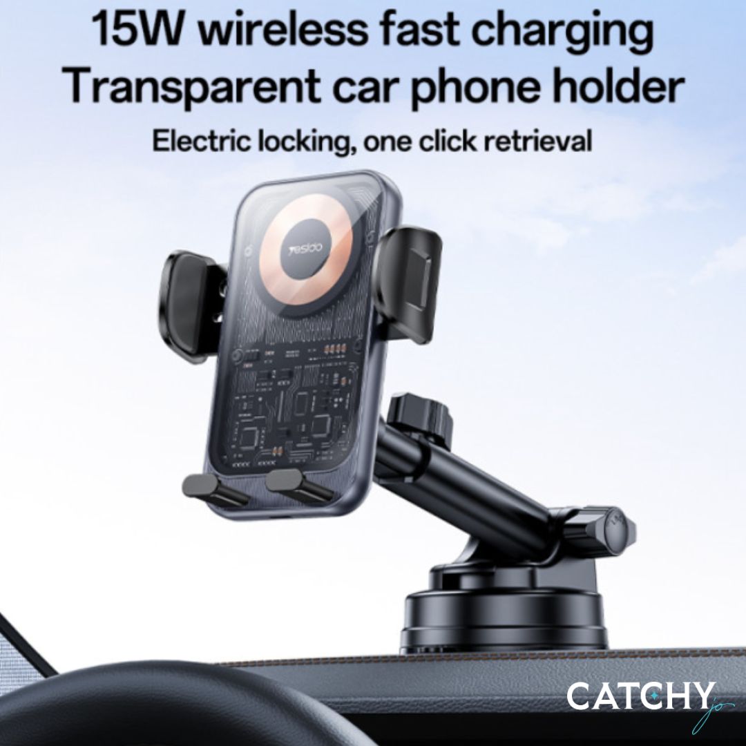 YESIDO C307 360 Wireless Fast Charging Car Phone Holder (15W)