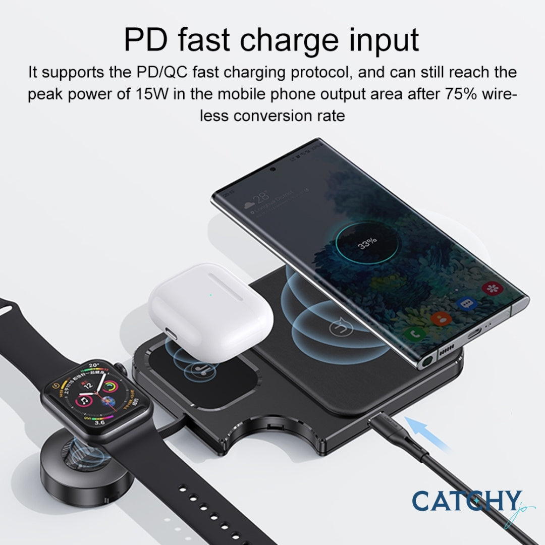 USAMS US-CD190 3in1 Desktop Wireless Charger (15W)