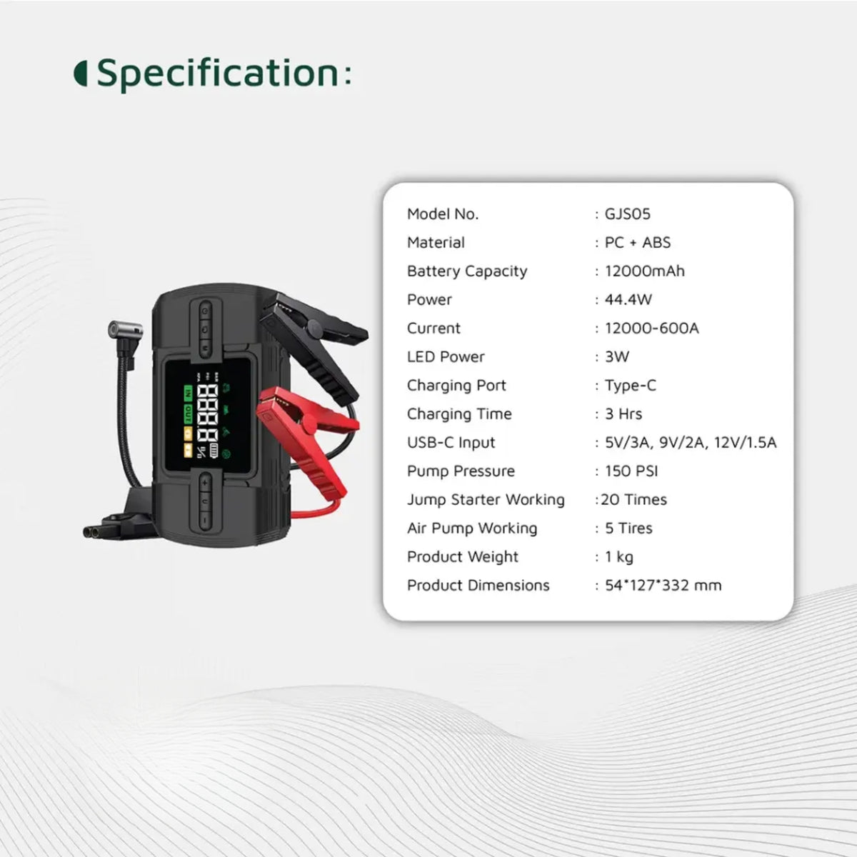 Green Lion 12V Jump Starter (12000mAh)