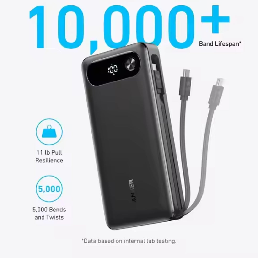 شاحن محمول Anker مع كابل USB-C مدمج - بنك طاقة (20000mAh)