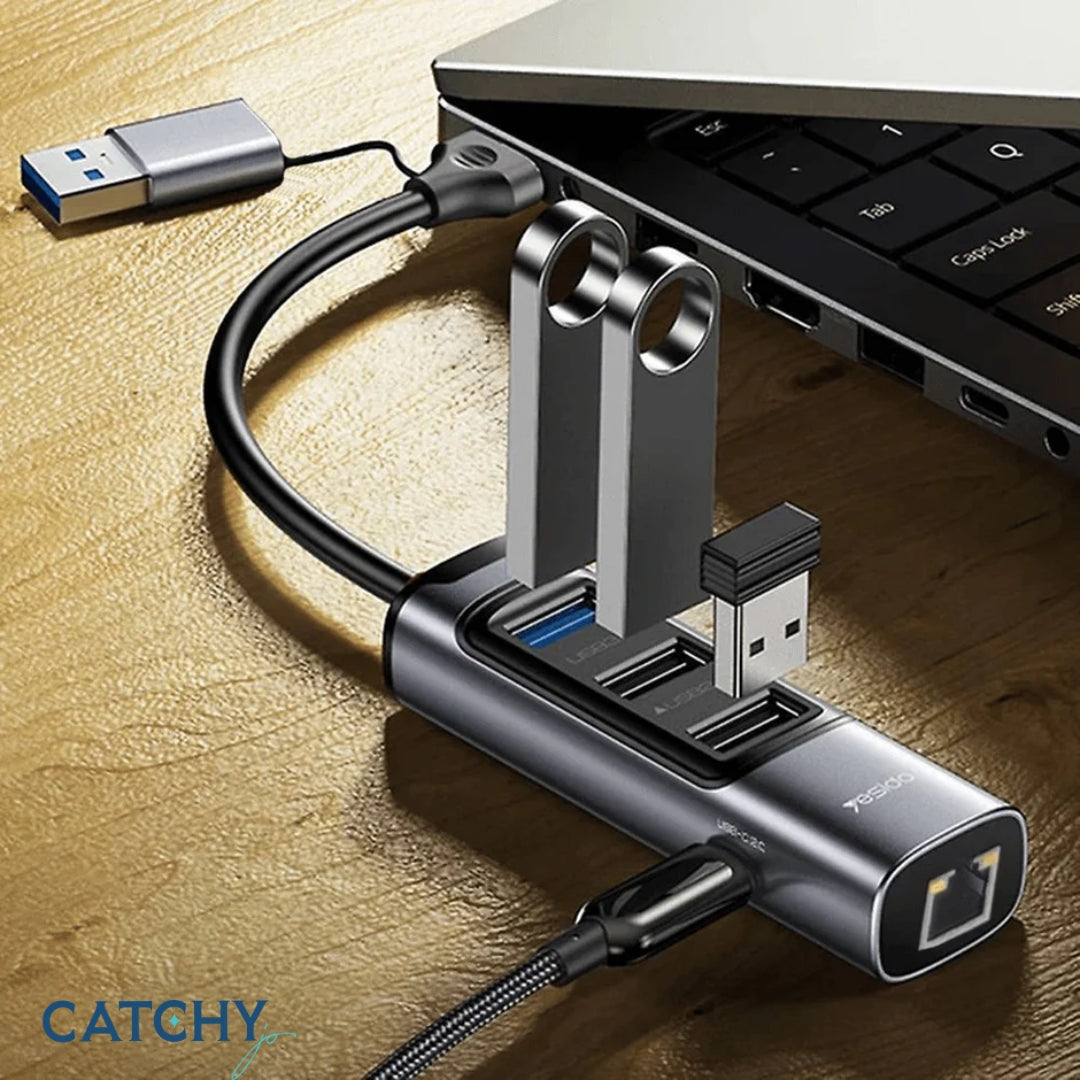YESIDO HB21 5-in-2 USB Hub Adapter