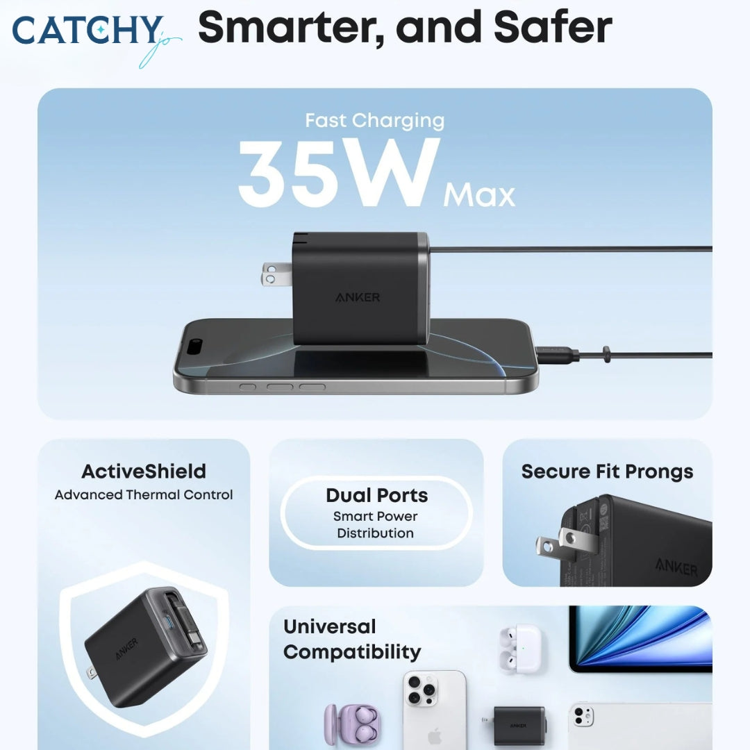 Anker Nano Charger Built-In Retractable USB-C Cable (35W)