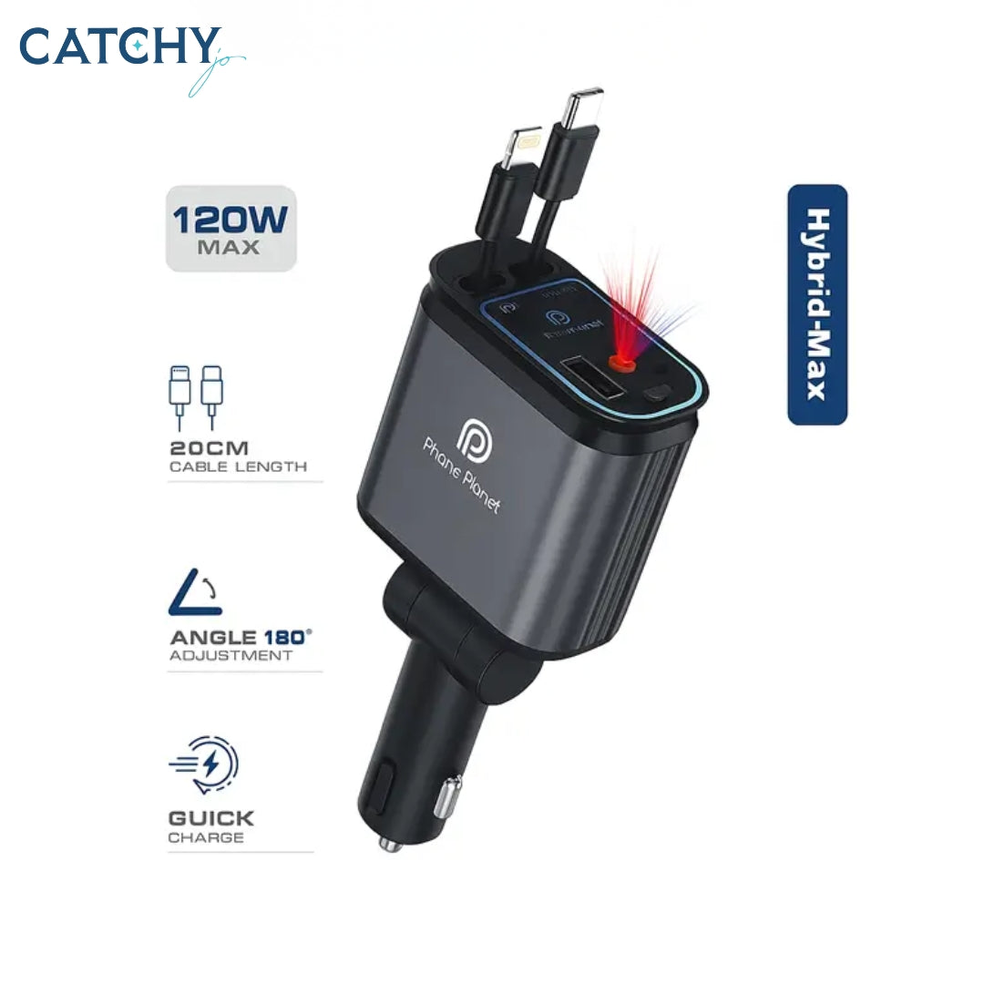 PhonePlanet CC08 Premium 4 in 1 Car Charger (120W)