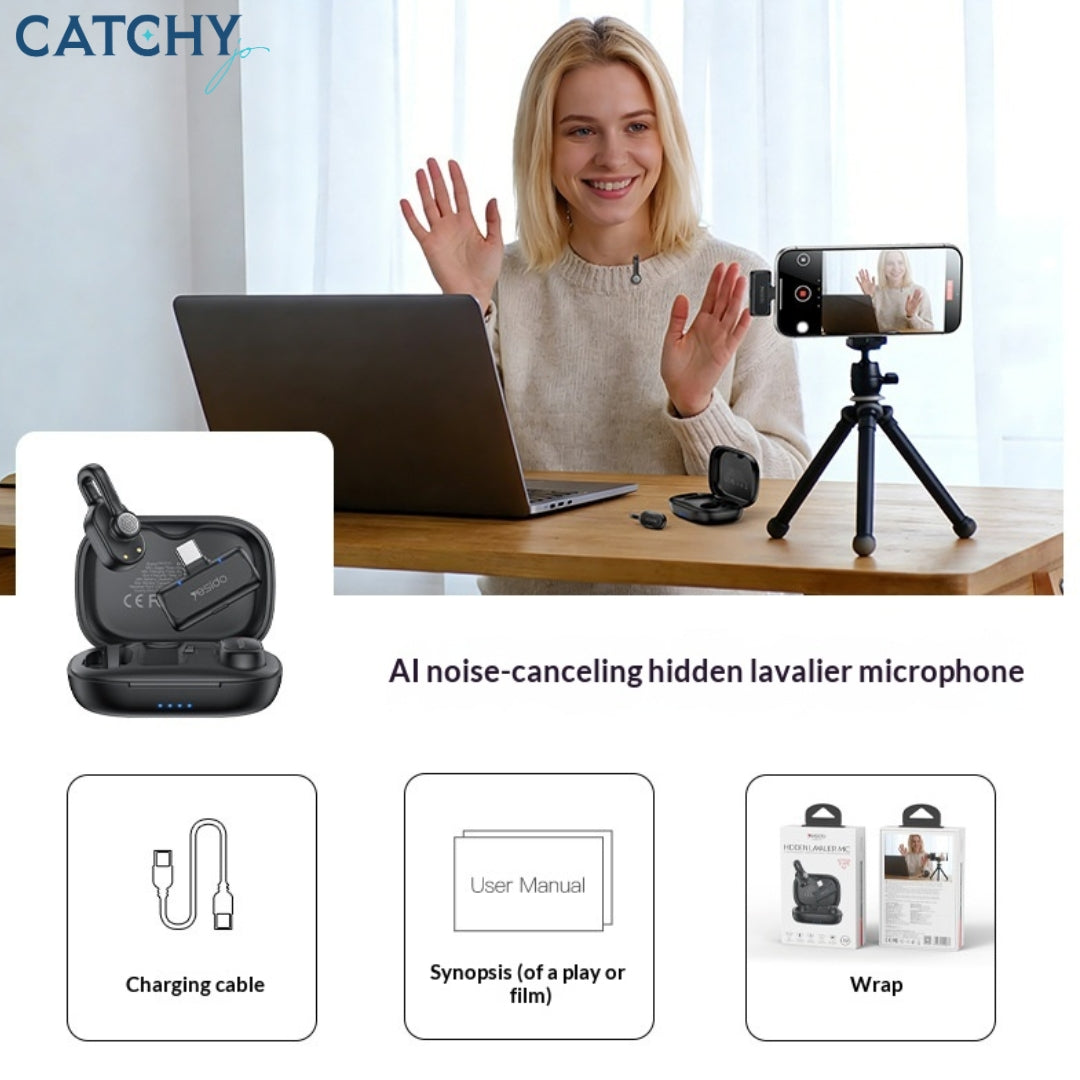 YESIDO KR25 Type-C Wireless Lavalier AI Noise Cancelling Microphone
