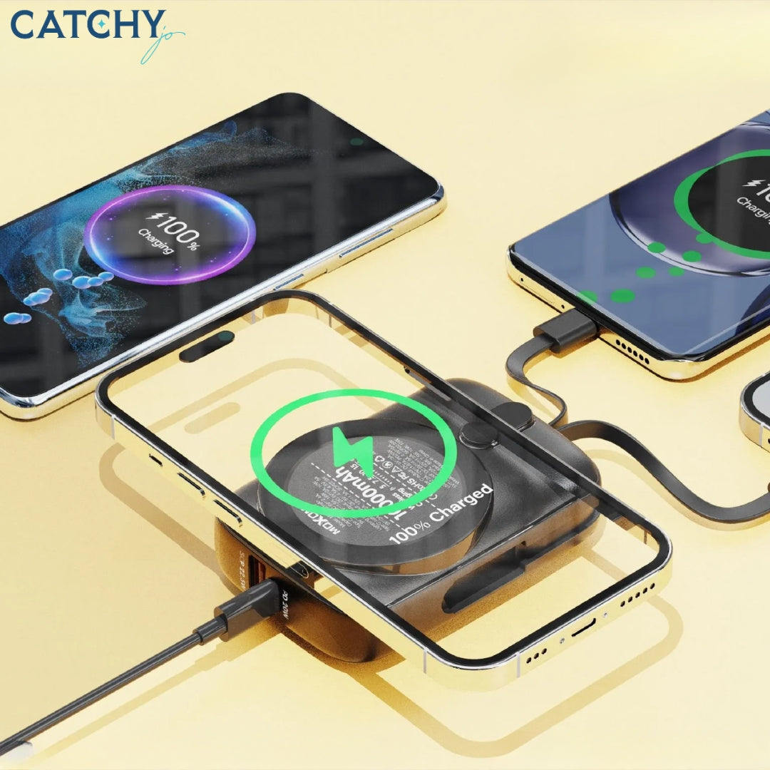 Moxom MX-PB105 Magnetic Wireless Power Bank With Built-In Cable (10000mAh)