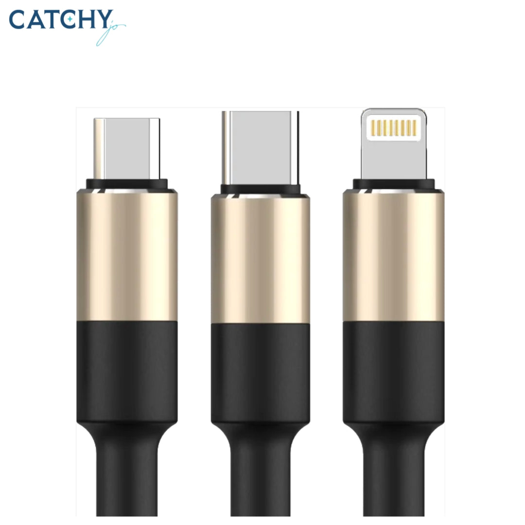 ROCKROSE Acacia Max 3-In-1 Nylon Braided Charge Cable (1M)