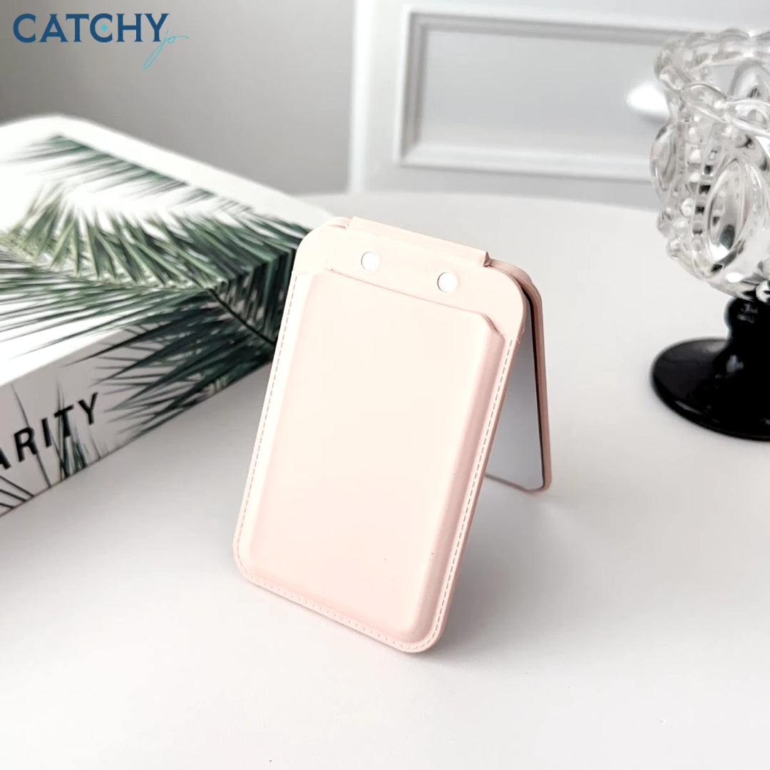 Mirror Magnetic Phone Card Wallet With Stand