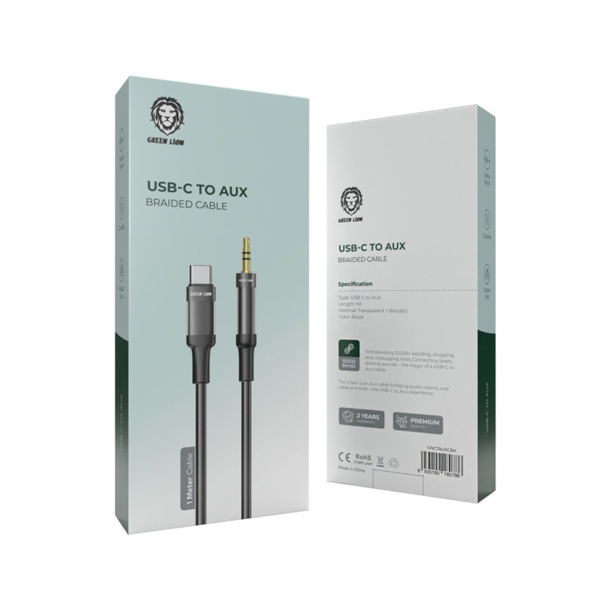 Green Lion USB-C To AUX Braided Cable (1M)