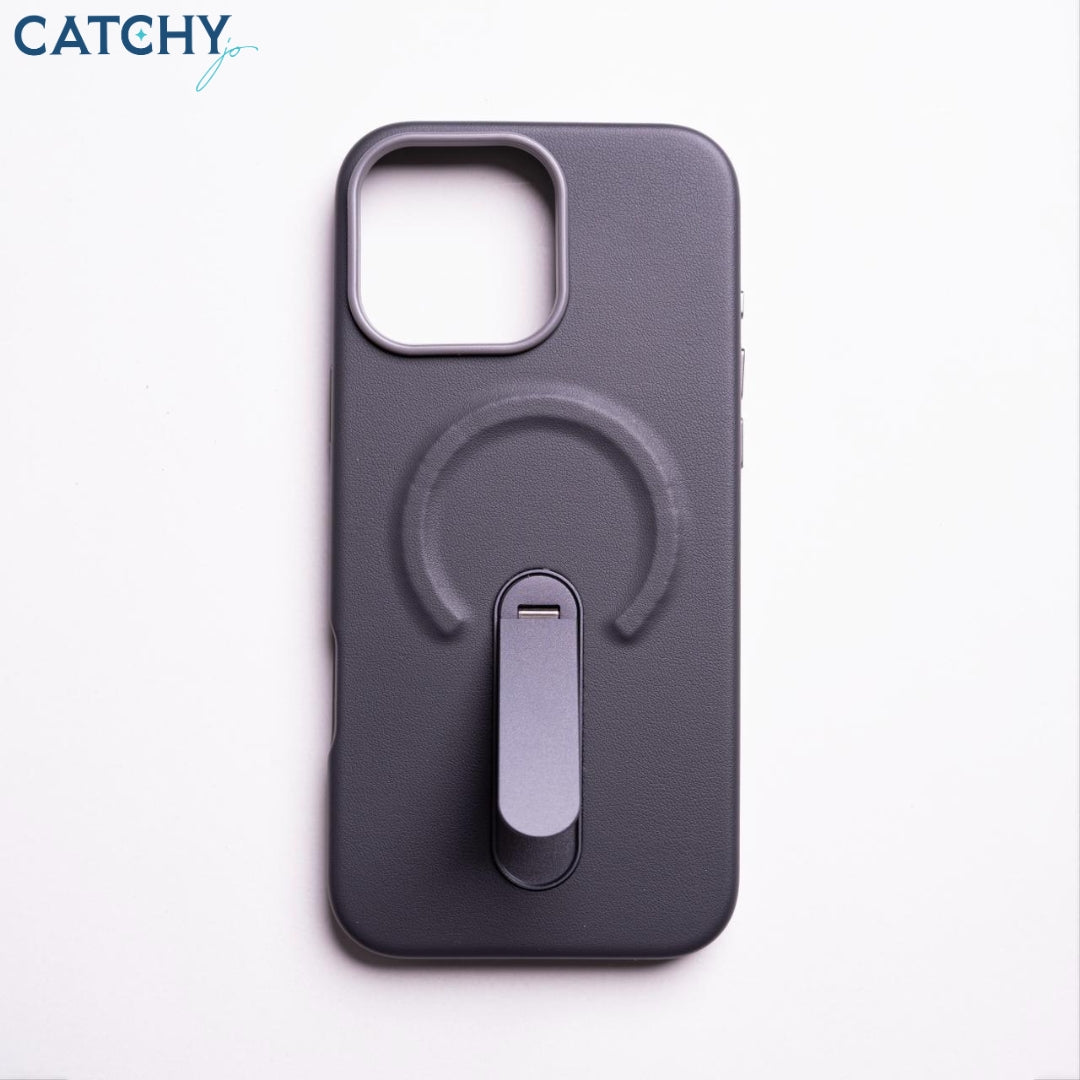 iPhone Leather MagSafe Case With Metal KickStand