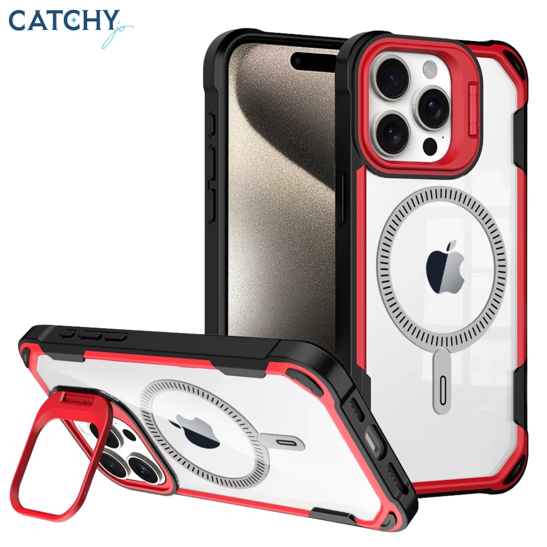 Clear Magnetic iPhone Shockproof Lens Stand Case