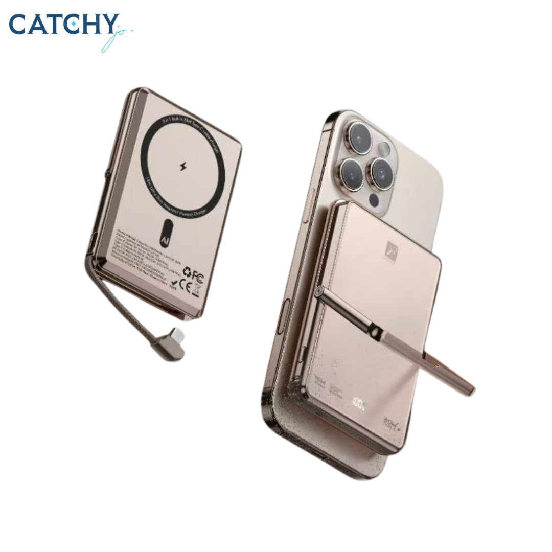 PW-588 5lN1 Ultra-Thin Magnetic Wireless Power Bank (10000mAh)