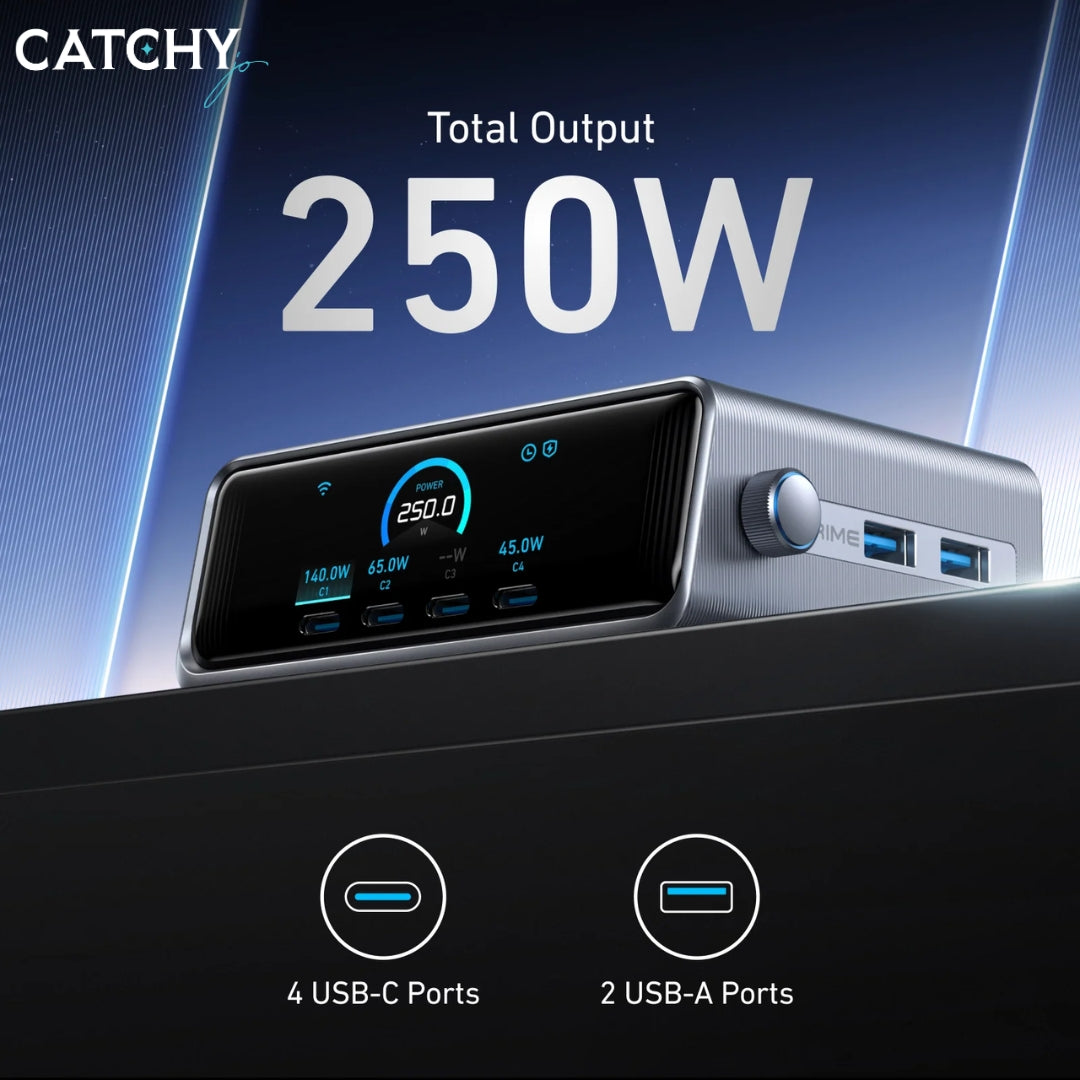 شاحن Anker Prime بستة منافذ (250W)