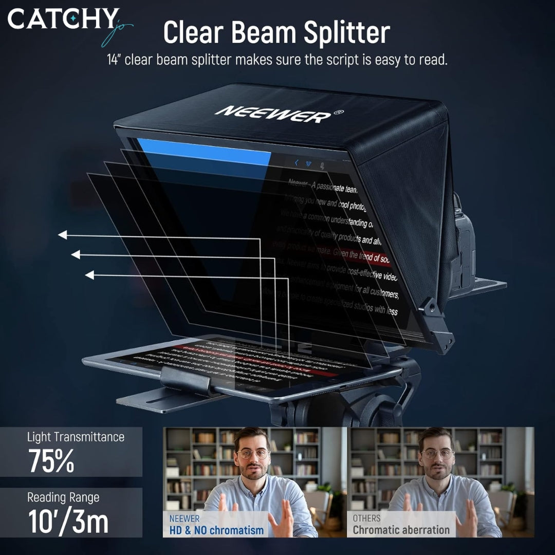 NEEWER Teleprompter X14 PRO with RT-110 Remote & APP Control