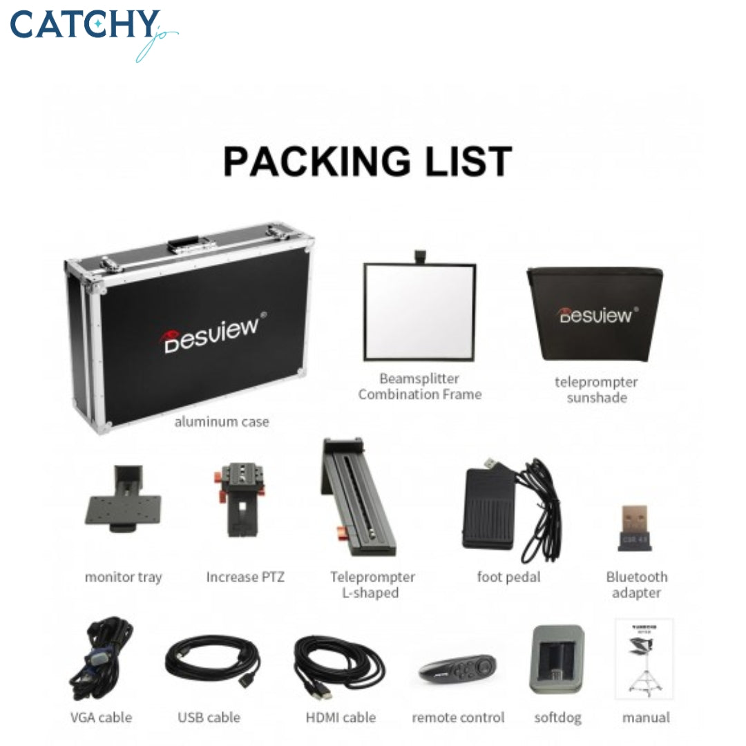 Desview T17 17" Professional Teleprompter Set with 17" Self-Reversing Monitor