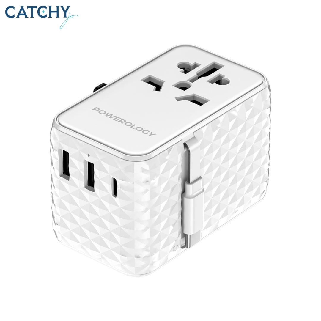 Powerology GaN Universal Charger Retractable Type-C Cable