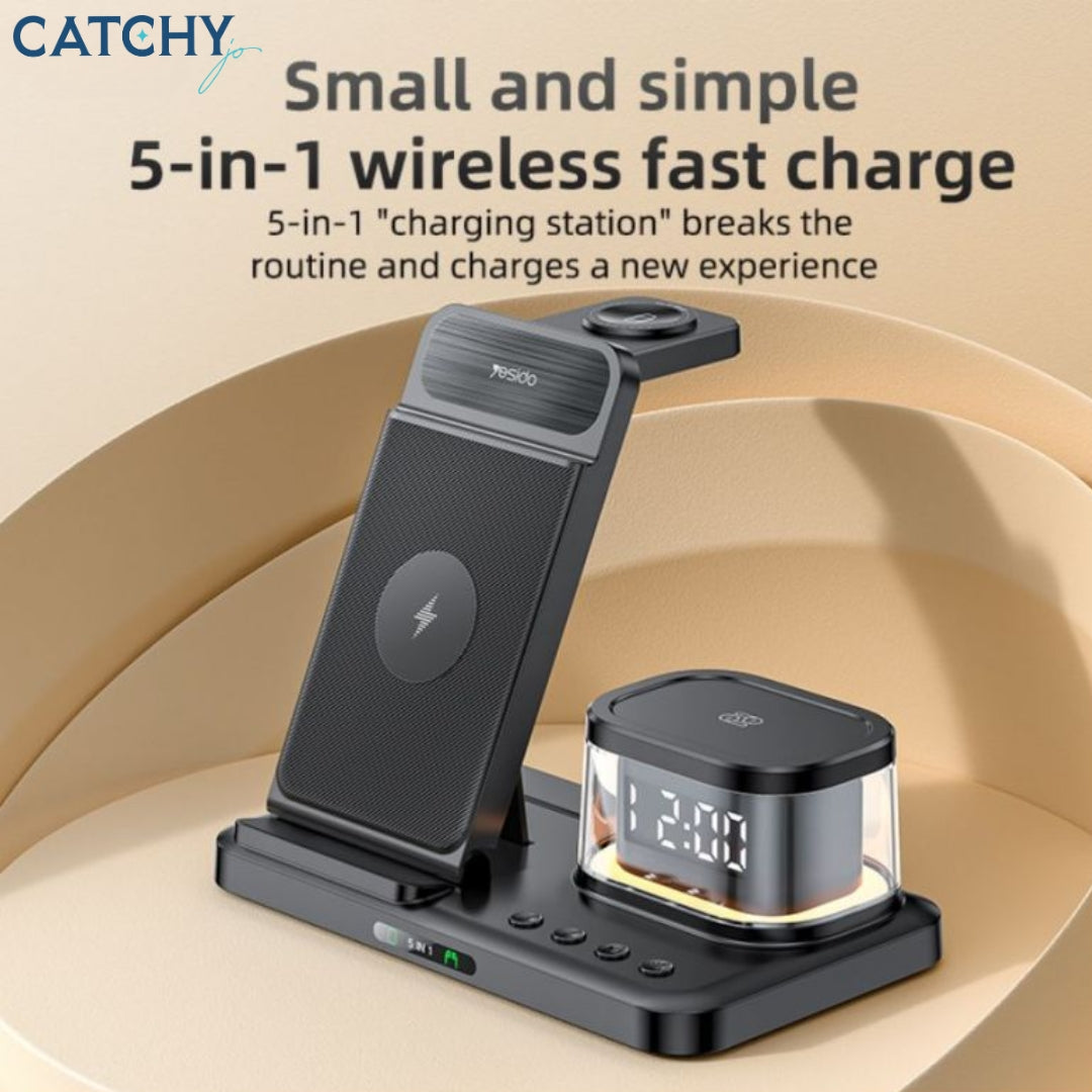 YESIDO DS22 5-in-1 Fast Charging Double Angle Wireless Charger (15W)